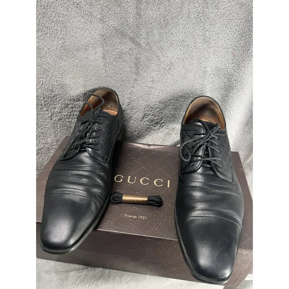 Gucci GG Loafers Dress Shoes Mens Size 8.5 US 8 UK Black‎ Leather Wedding Office